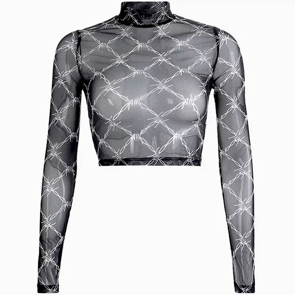 ✨HP!✨Barbed wire mesh long sleeve cropped top - Picture 13 of 15